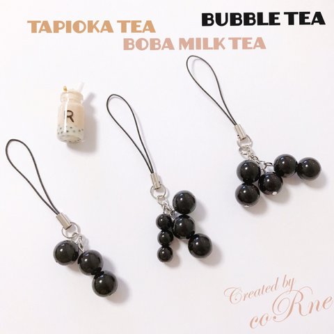 "BOBA MILK TEA"  おっきなタピオカストラップ