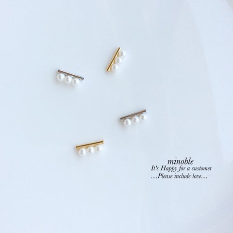 new▷mini pipe×mini pearl ピアス/ノンホールイヤリング＊受注製作＊