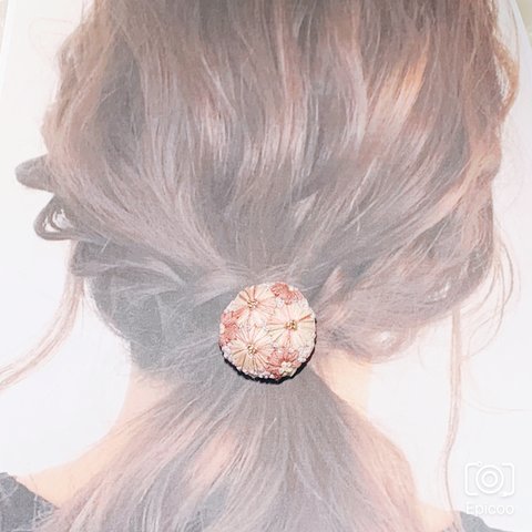 刺繍のお花 embroidery flower   ボタニカルガーデンヘアゴム