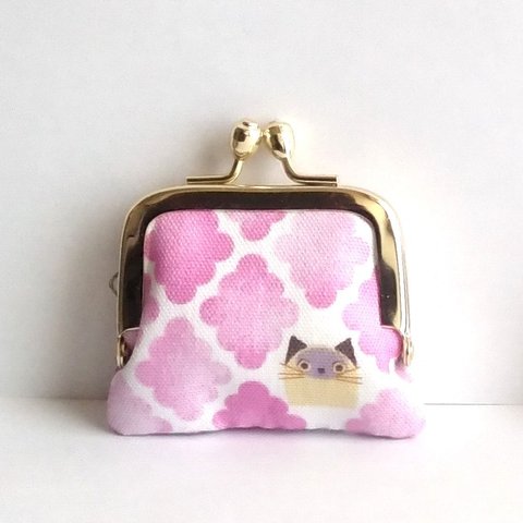 ■角型■小さいがま口：ちっちゃいがま口：角261：かわいいがまぐち：小さい財布：littlie purse：猫,ネコ,肉球,cat