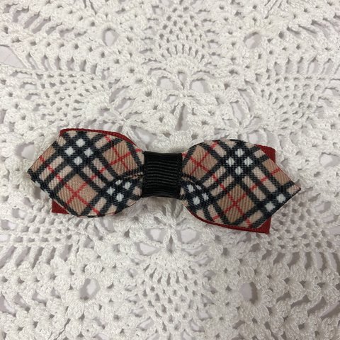 リボンブローチ☆ぼくのbow tie(蝶ネクタイ)チェックリボン