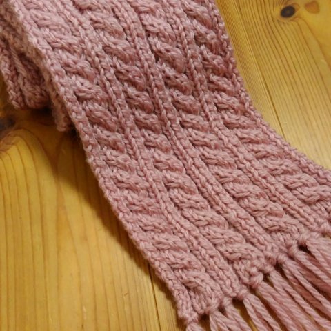 値下げ🎵手編みのマフラー(ピンク)