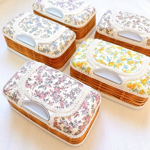 【全5色】ウェットティッシュケース　ウェットティッシュ　除菌シートケース　インテリア雑貨　花柄　リバティ生地