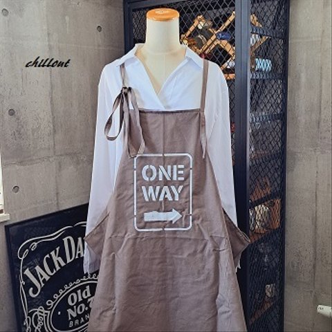 【背中がかわいい】エプロンドレス：チャコール：ONEWAY【0603】