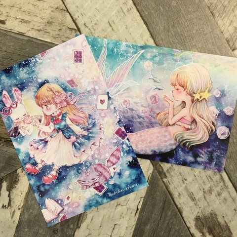 【ポストカード】人魚姫&桜アリス