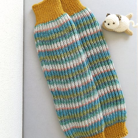 手編みカラフルレッグウォーマー【pool color】colorful leg warmer 