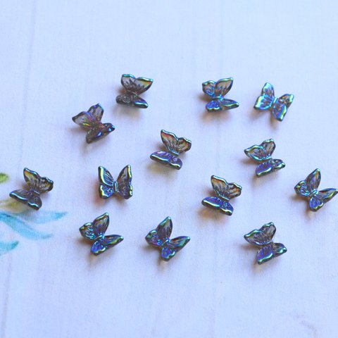 6mmミニ蝶々の樹脂パーツ　ダークブラウンオーロラ