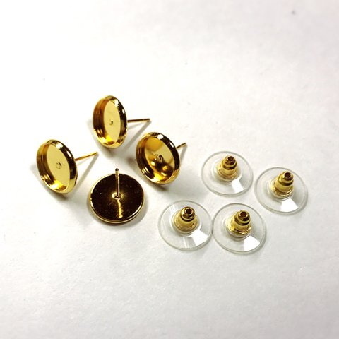 【8個4ペア】皿内径10mm　真鍮製 ミール皿ポストピアス  クッションキャッチつき♡ 