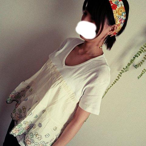刺繍花柄のふわひらTシャツ