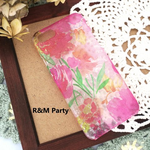 Happypinkgarden柄スマホケースiPhoneSE/iPhone12/iPhone11/iPhoneXR/iPhone11Pro/iPhone12ProMax/iPhone12mini