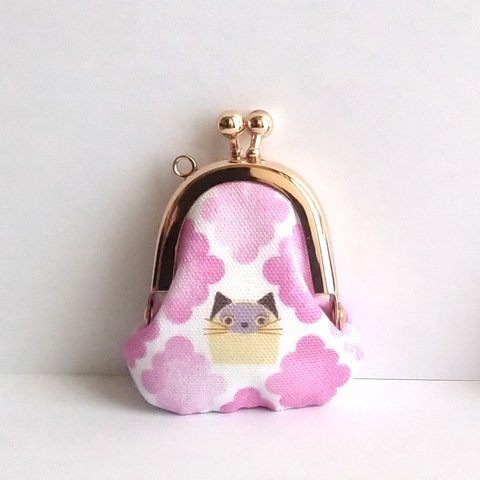 小さいがま口：豆姫：ちっちゃいがま口：littlie purse 393：かわいいがまぐち：小さな財布：猫,ネコ,肉球,cat