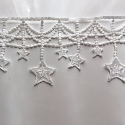 新作★スター　星の刺繍レース★50㎝★白★
