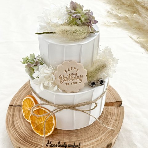 【再販】オレガノパープルとホワイト紫陽花のクレイケーキ♡