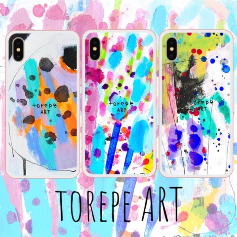 🎨iphone　強化ガラススマホケース　torepeart　抽象画　ペイント　オリジナルデザイン　カラフル　受注制作