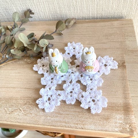 手編み　純白の大島桜♢クロッシェレース＊ドイリー　ミニサイズ　ホワイト　～春のお花見ディスプレイに～　十一輪のさくら