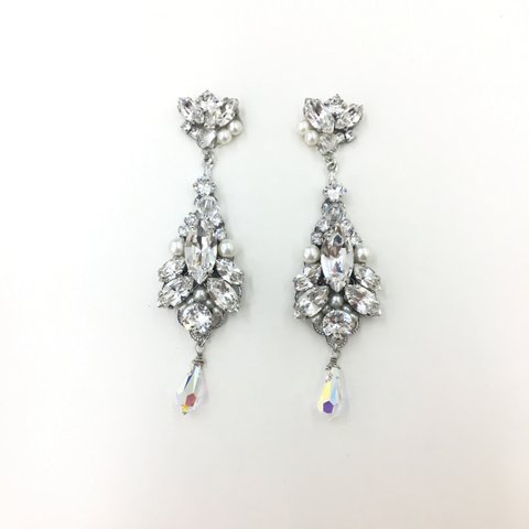 swarovski ×pearl long pierce・earring