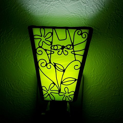 おやすみ ランプ  猫  ステンド グラス　LED電球付き