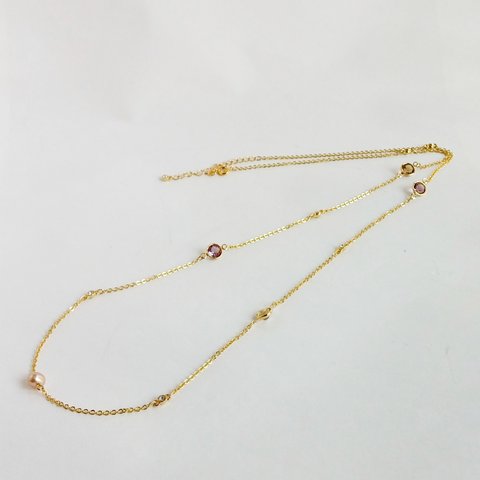 【エレガント＆シック】スワロフスキーのロングステーションネックレス　Topaz