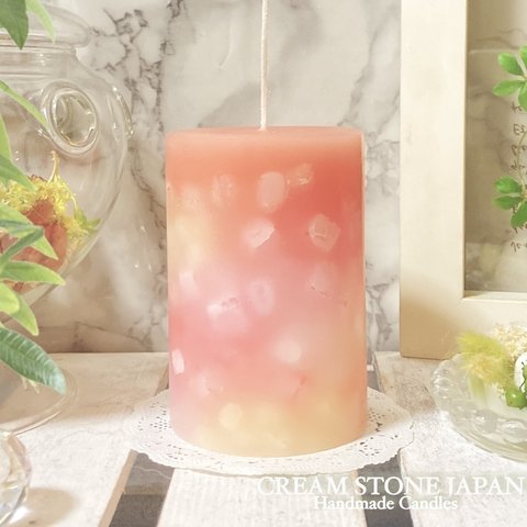 Φ6.7cm×H10cm ペタルキャンドル (ピーチ) № 000751 /Gradation Candle