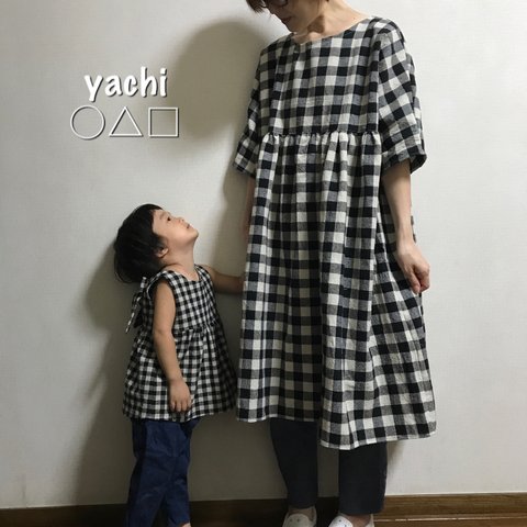 再販中☆cotton linen ゆったり ワンピース▪️▪️ブロックチェック