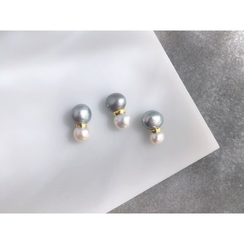 ◆片耳◆ 淡水パール 金箔 ピアス／イヤリング 片耳 【732】