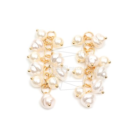 ERG-1908-G【2個入り】パールタッセルチャーム,Pearl Tassel Earring Charm