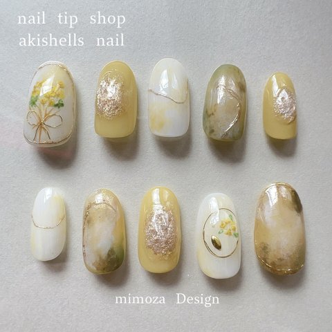 【mimosa design】ニュアンス ミモザ 大人 シンプル 個性派 フルオーダー ネイルチップ