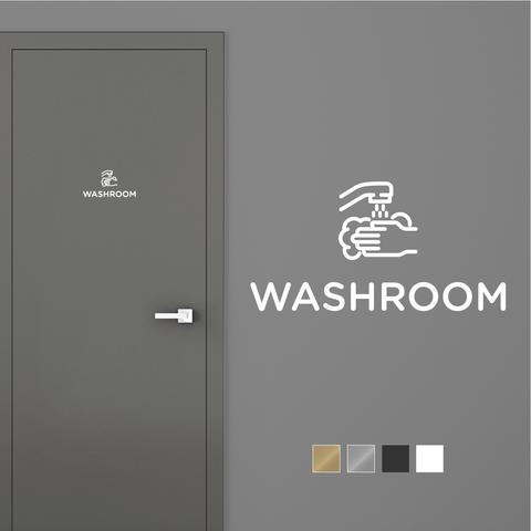 【賃貸OK】WASHROOM ドア サインステッカー アイコン │洗面所用 選べる4色展開
