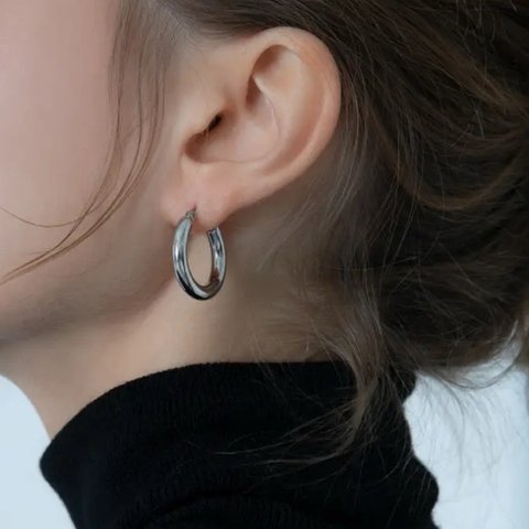 《再入荷》silver925 ピアス シルバー リングピアス フープピアス シルバー925  スターリングシルバー S925 キャッチレス【P-018】