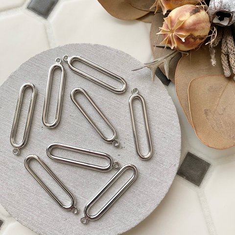 6pcs Handmade* 資材 B21-122 oval hoop pendant