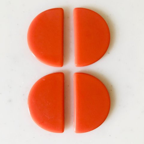 Orange Half Circle Cabochons