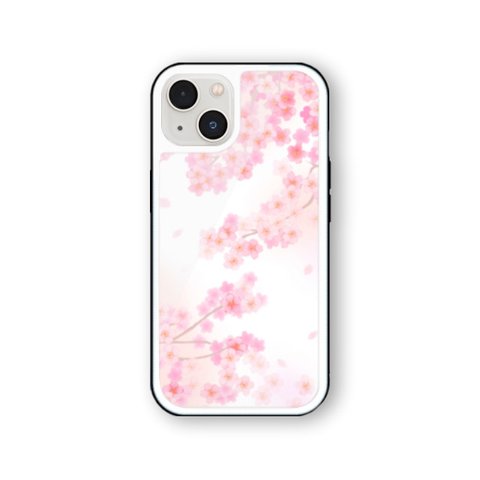 桜 73  強化ガラス iPhoneケース さくら　iPhone15 iPhone14 iPhone13 iPhone12 iPhone11 iPhoneSE2  iPhoneSE3