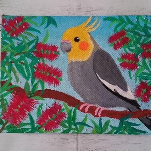 原画「ナイショ❤」～鳥  小鳥  インコ  オカメインコ～