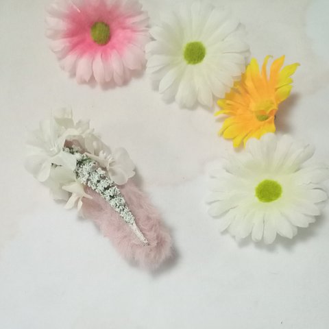 ハンドメイド ピン 髪留め ヘアクリップ キュート かわいい おしゃれ お花 ピンク