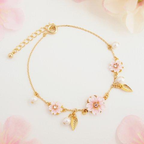 桜のブレスレット -花の宴-　∗つまみ細工∗
