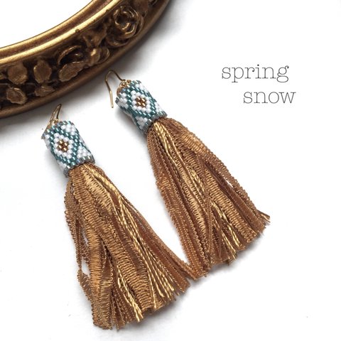 再販4♡tassel × earrings（mustard yellow）