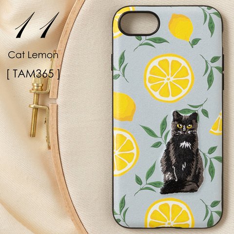 立体刺繍スマホケース iPhone PUレザー Lサイズ 猫 キャット ジュビリー jbiphcaseemb-007-TAM365