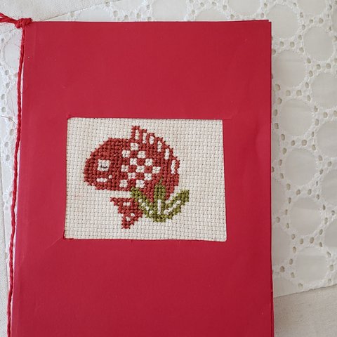 めで鯛の刺繍のカード