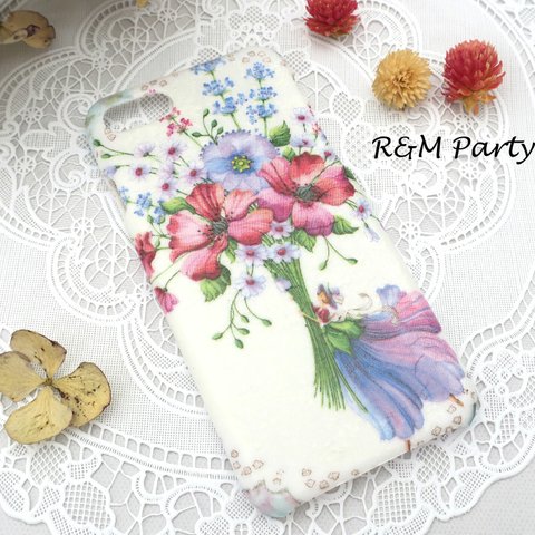 セール★両手いっぱい花束柄スマホケースiPhoneSE/iPhone11/iPhone12mini/iPhoneXR/iPhone11Pro/iPhone12ProMax