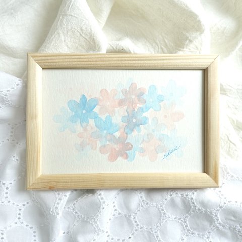 「花（ピンク、ブルー）」水彩原画
