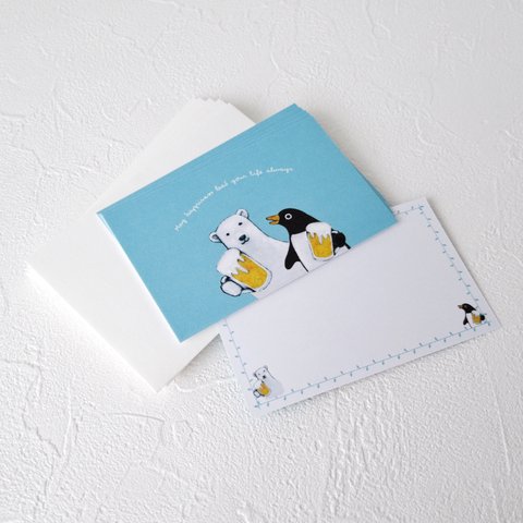 メッセージカード封筒セット（シロクマ&ペンギン暑中見舞い）