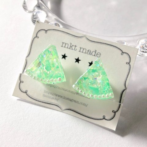 【SALE】メロンカラー🍈パール ノンホールピアス