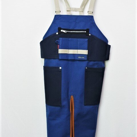 (インディゴブルー×紺）帆布エプロン2型・サロペットタイプ　Ｍ・Ｌサイズ