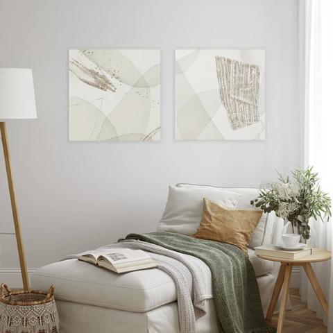 2枚セット ■  正方形キャンバス_ベージュパネル2枚セット　グレージュ 北欧アートパネルでお部屋の模様替え