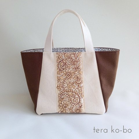 インド刺繍リボンのトートバッグ