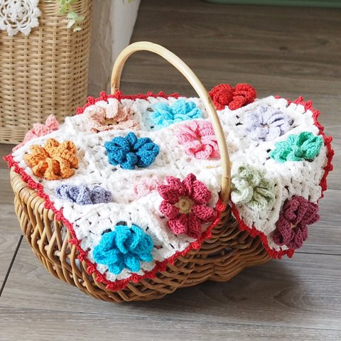 【送料込み】手編み☆レトロで可愛いお花モチーフ編み物77
