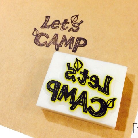 【持ち手つき】Let's CAMP文字＊消しゴムはんこ＊