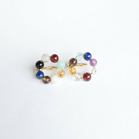 Natural Stone × multi × circle : ノンホールピアス