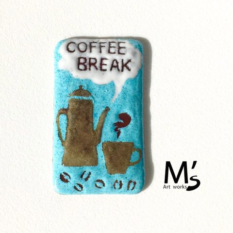 七宝焼シカク COFFEE BREAK 【ブローチ】