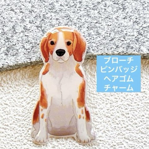 犬　ビーグル　ブローチ　レジン　ハンドメイド　ヘアゴム　チャーム　プレゼント